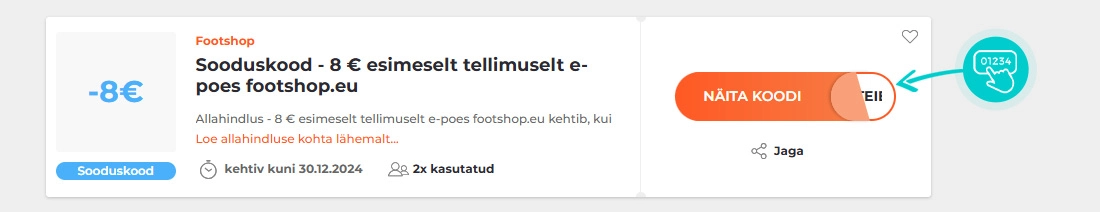 Näidis Footshop sooduskoodist
