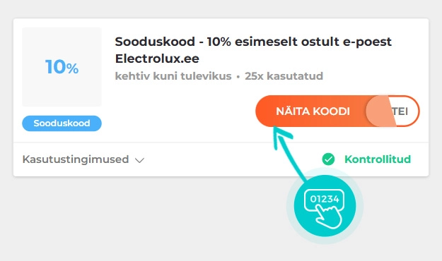 Näidis Electrolux sooduskoodist