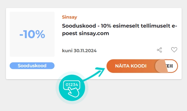 Näidis Sinsay sooduskoodist