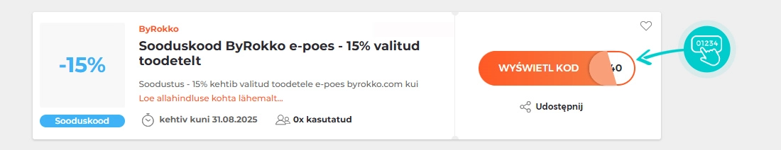 Näidis ByRokko sooduskoodist
