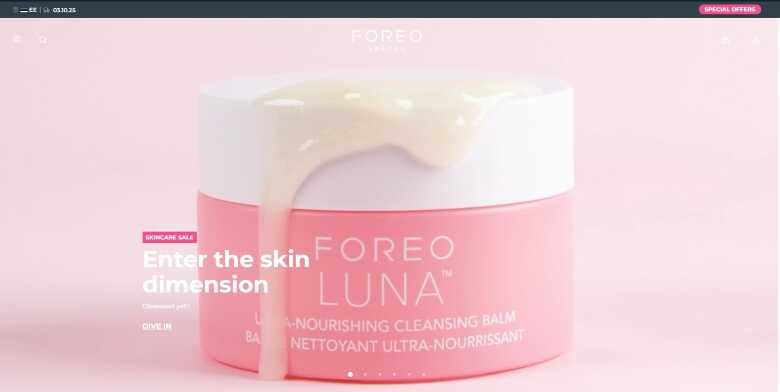 Kuvatõmmis Foreo.com lehelt