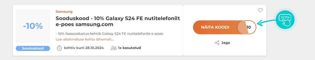 Näidis Samsung sooduskoodist