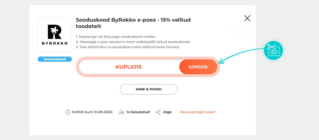 Juhised, kuidas ByRokko sooduskoodi kopeerida