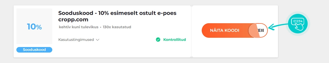 Näidis Cropp sooduskoodist