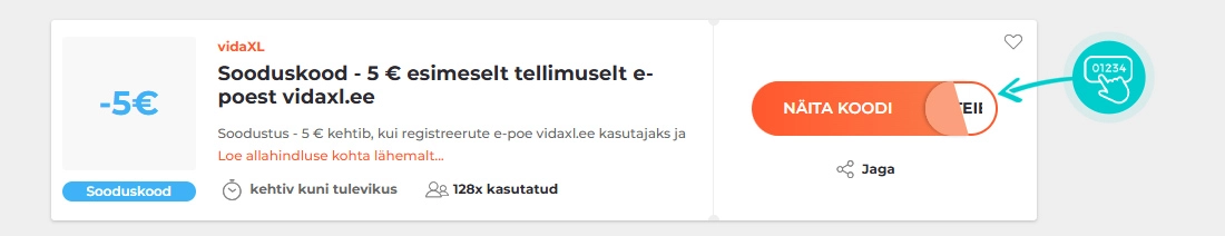 Näidis vidaXL sooduskoodist