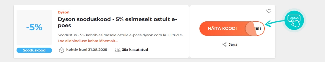 Näidis Dyson sooduskoodist
