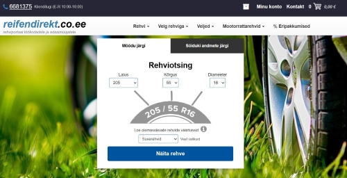 Kuvatõmmis Reifendirekt.co.ee veebilehelt