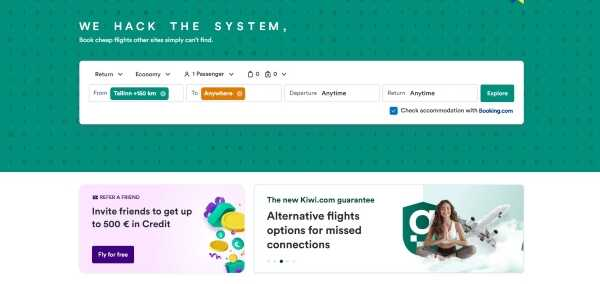 kuvatõmmis kiwi.com lehelt