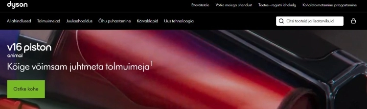 Ekraanitõmmis dyson.com.ee lehelt