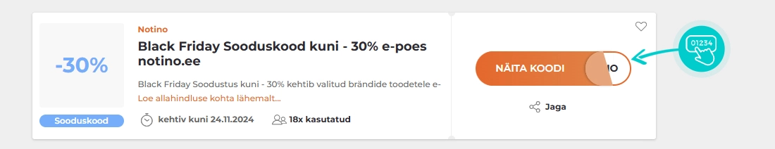 Näidis Notino sooduskoodist