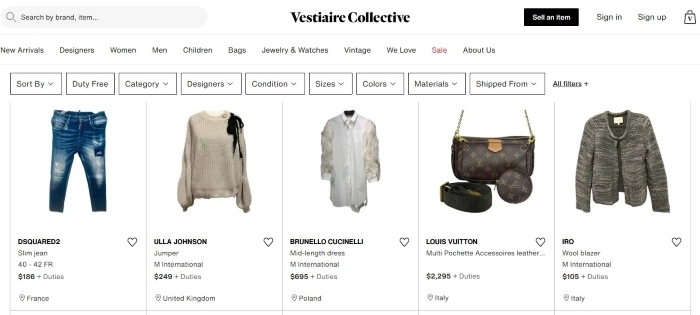 Ekraanitõmmis vestiairecollective.com lehelt
