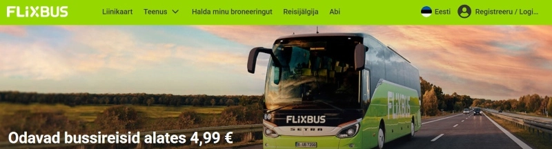 Kuvatõmmis flixbus.ee veebilehelt