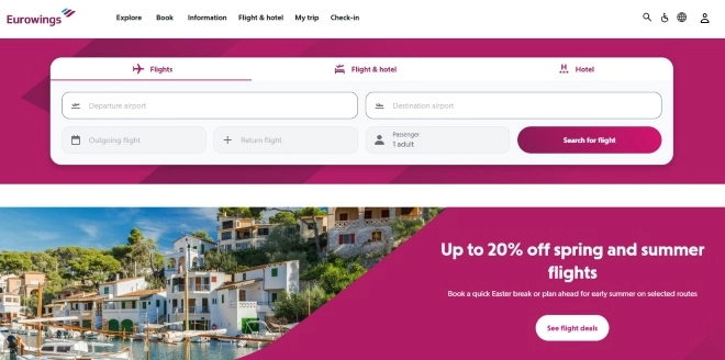 Kuvatõmmis eurowings.com veebilehelt
