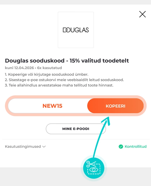 Juhised, kuidas Douglas sooduskoodi kopeerida