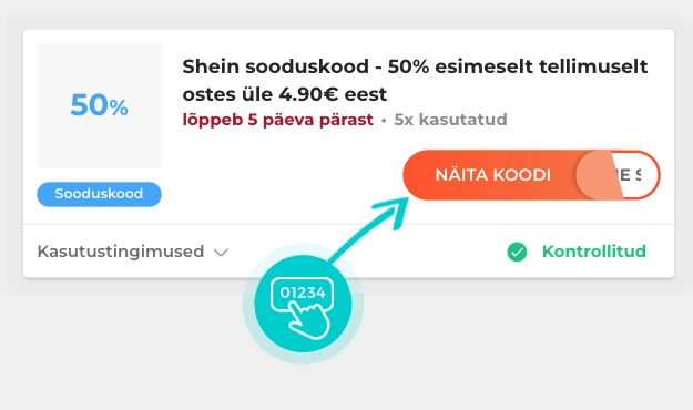 Näidis Shein sooduskoodist