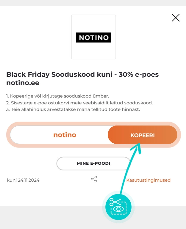 Juhised, kuidas Notino sooduskoodi kopeerida