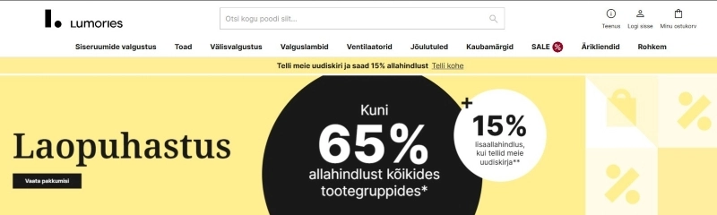 Ekraanitõmmis lumories.ee lehelt