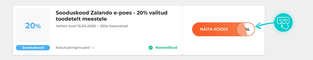 Näidis Zalando sooduskoodist
