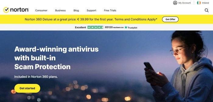 Kuvatõmmis Norton.com lehelt