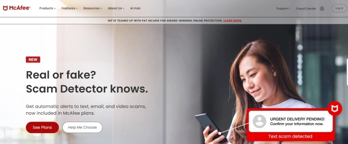 kuvatõmmis mcafee.com veebilehelt