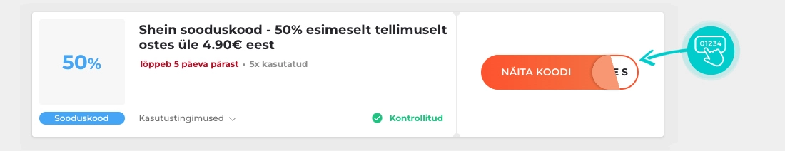 Näidis Shein sooduskoodist