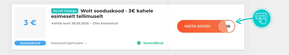 Näidis Wolt sooduskoodist
