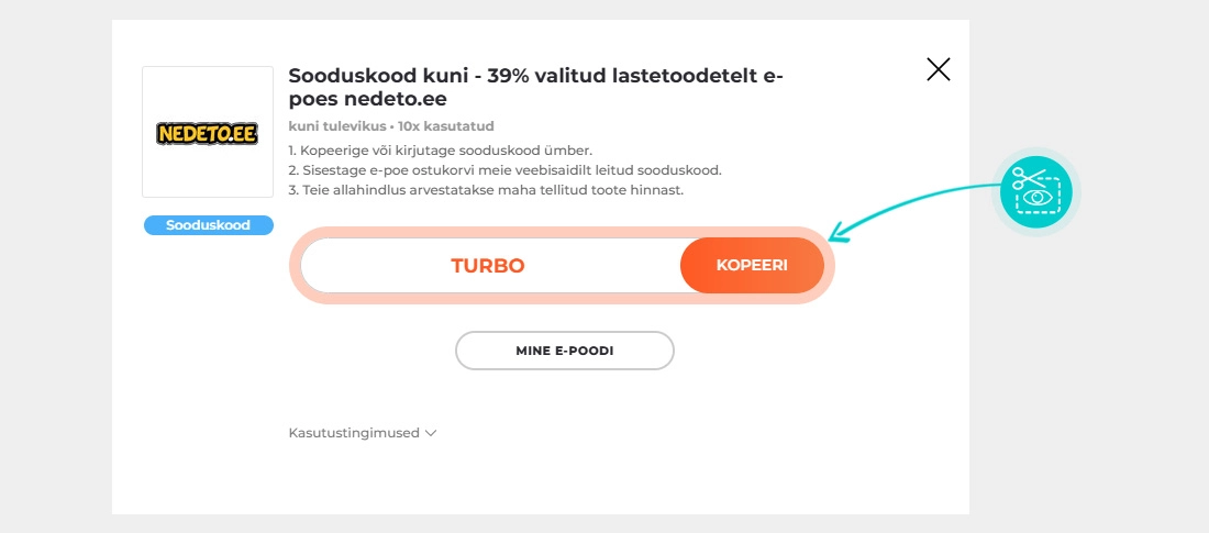Juhised, kuidas Nedeto sooduskoodi kopeerida