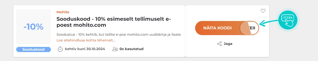 Näidis Mohito sooduskoodist