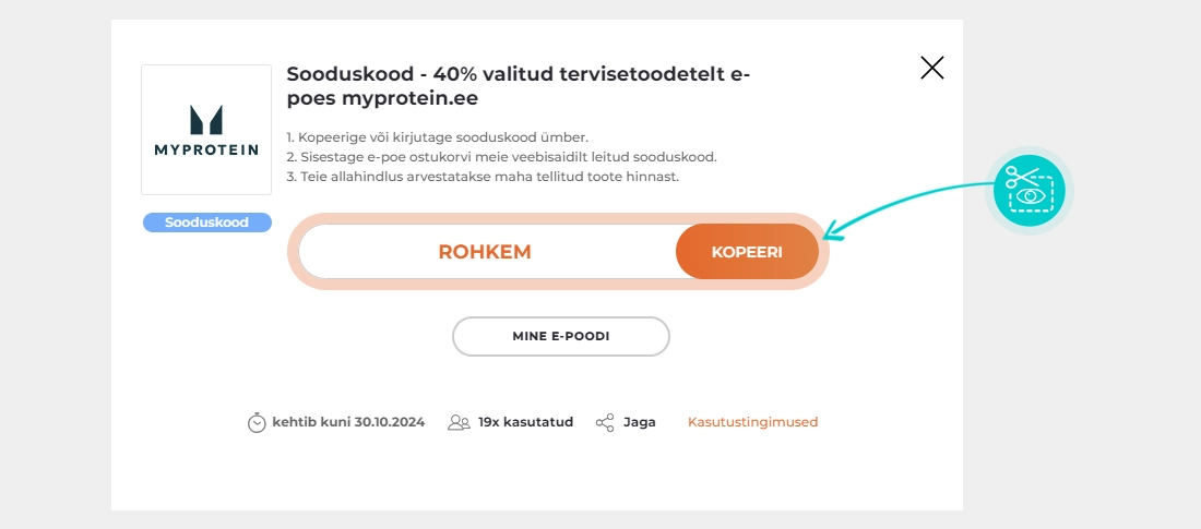 Juhised, kuidas Myprotein sooduskoodi kopeerida