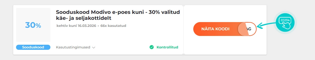 Näidis Modivo sooduskoodist