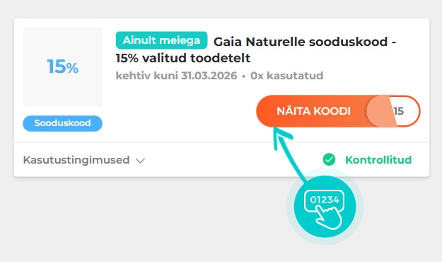 Näidis Gaia Naturelle sooduskoodist
