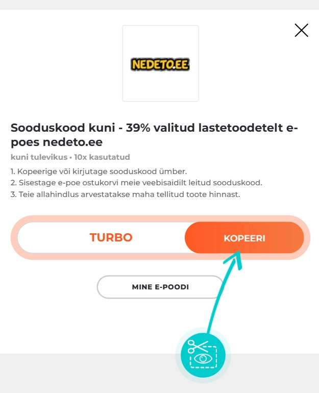 Juhised, kuidas Nedeto sooduskoodi kopeerida