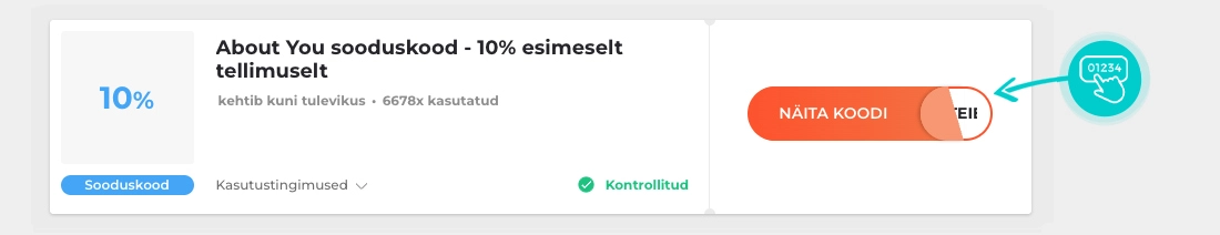 Näidis About You sooduskoodist