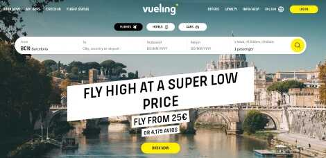 Ekraanitõmmis Vueling veebilehelt