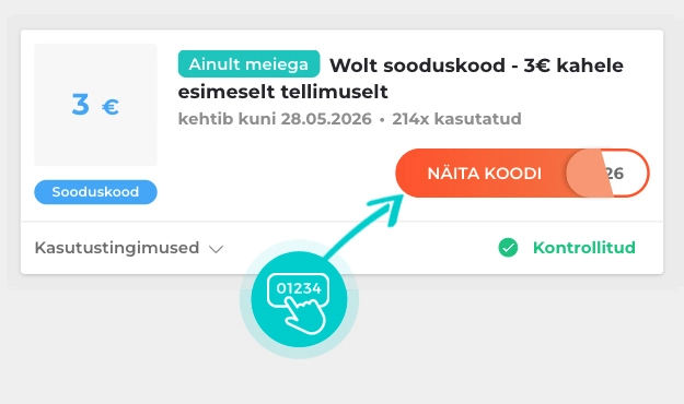Näidis Wolt sooduskoodist