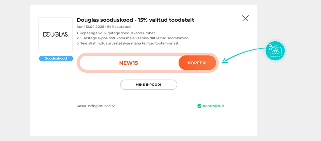 Juhised, kuidas Douglas sooduskoodi kopeerida