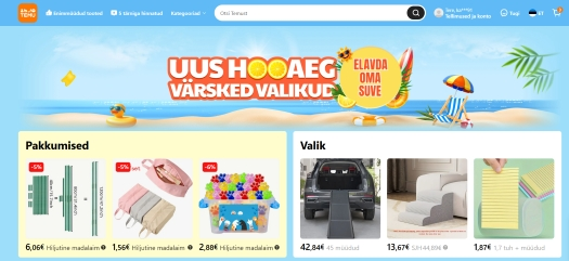 Ekraanitõmmis Temu kodulehelt