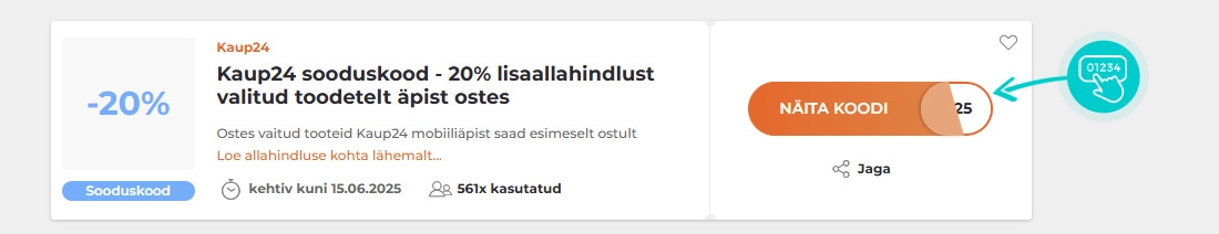 Näidis Kaup24 sooduskoodist